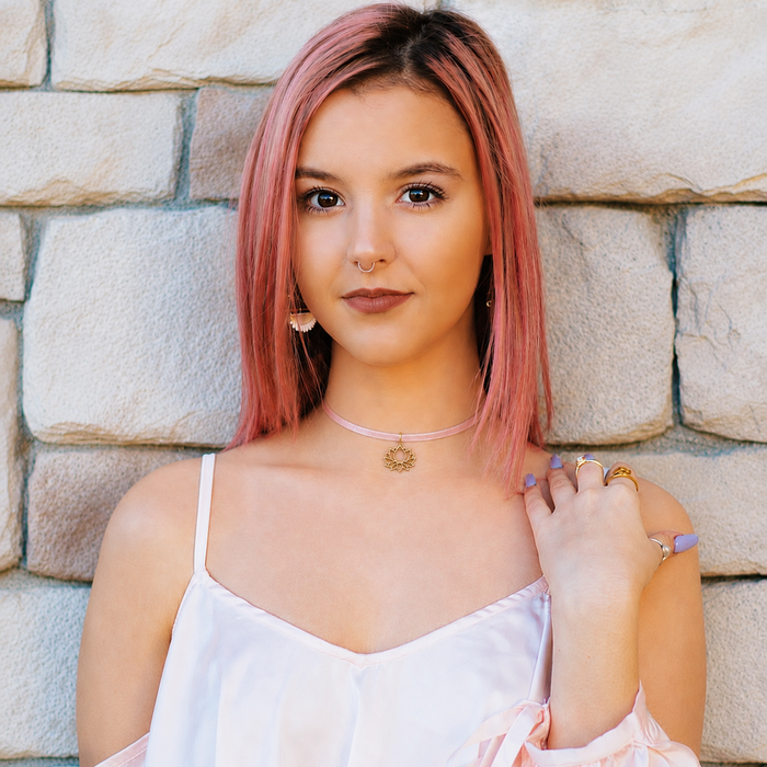 Pink Lotus Leather Choker Necklace