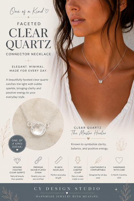 OOAK Faceted Clear Quartz Connector Necklace