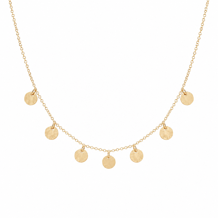 Confetti Disc Necklace | Sterling Silver or Gold Filled | 18 Inch Necklace