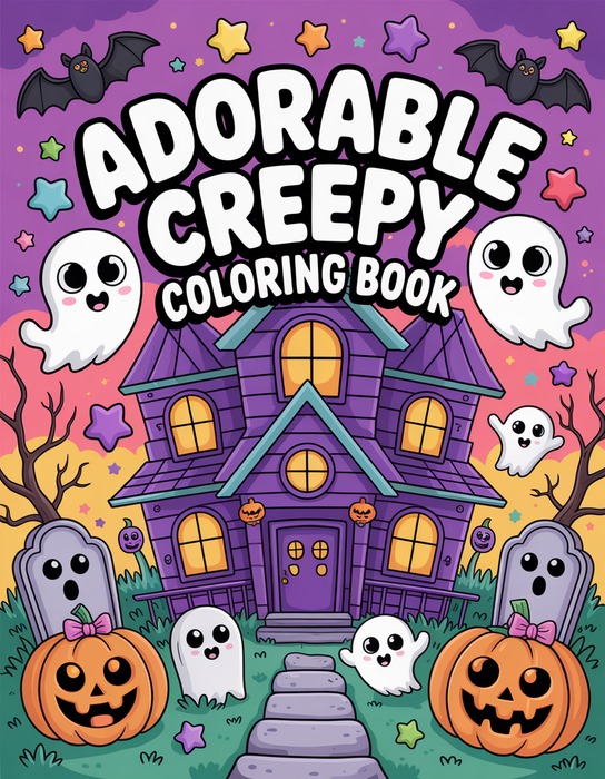 Adorable Creepy: A Halloween Bold & Easy Coloring Book – Instant Download PDF