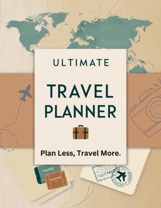 Editable travel planner with packing lists, itineraries, and budget pages