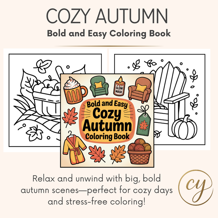Cozy Autumn Coloring Book – Bold & Easy (92 Pages, PDF)