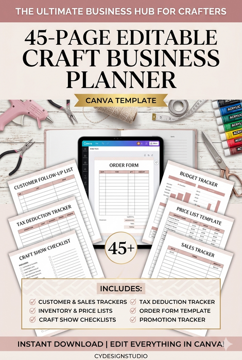 Editable Craft Business Planner – 45-Page Canva Template