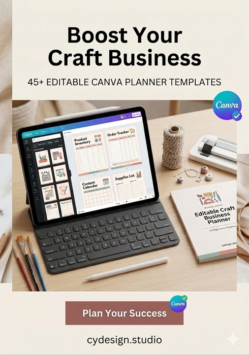 Editable Craft Business Planner – 45-Page Canva Template