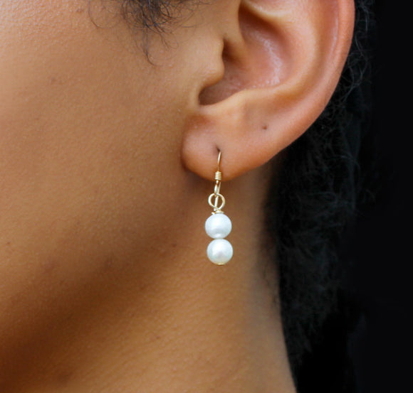 Double Pearl Drop Earrings