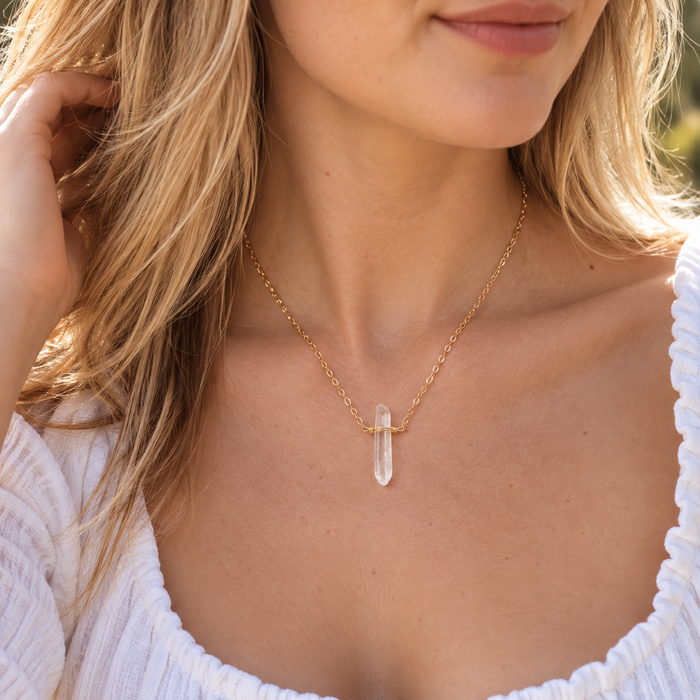 Single Quartz Crystal Necklace – Gold Filled, Wire Wrapped, Choose Your Length, Made to Order