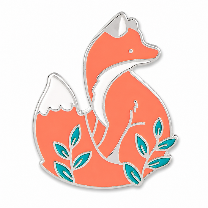Coral Fox Enamel Pin