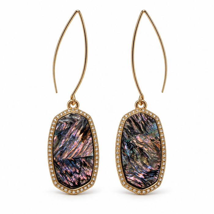 Iridescent Gold-Tone Drop Earrings – One of a Kind