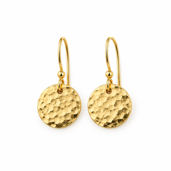 Hammered Disc Earrings – Sterling Silver or 14k Gold Filled