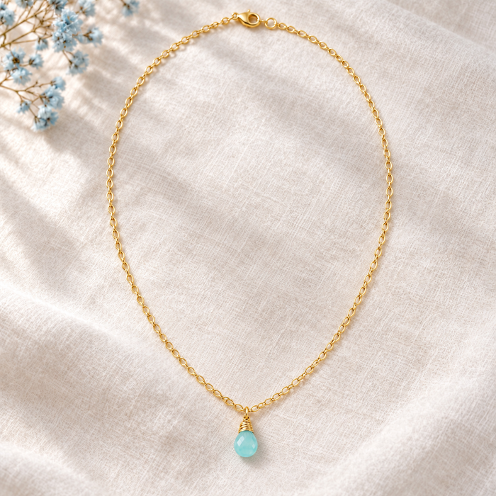 March Birthstone Necklace - 14K Gold Fill