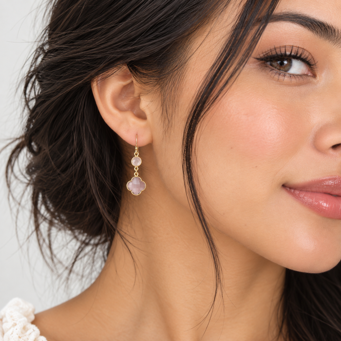 Rose Quartz & Morganite Drop Earrings – 14k Gold Fill