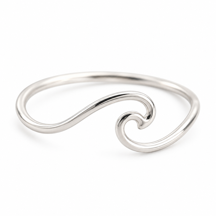 Sterling Silver Wave Ring – Ocean-Inspired Minimalist Band (Sizes 6, 7, 8)