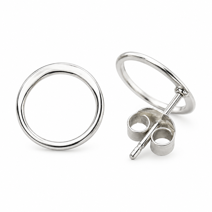 Sterling Silver Open Circle Post Earrings – 10mm Minimalist Studs