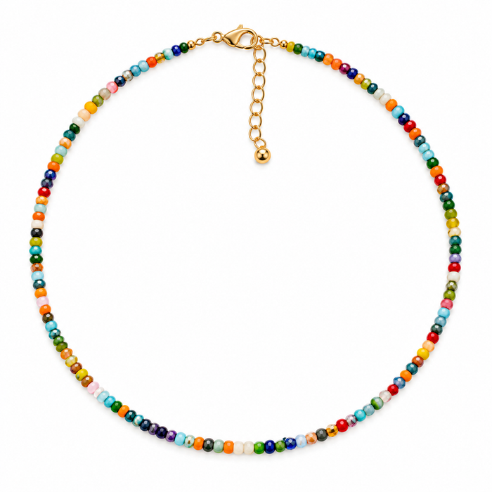Rainbow Seed Bead Choker Necklace