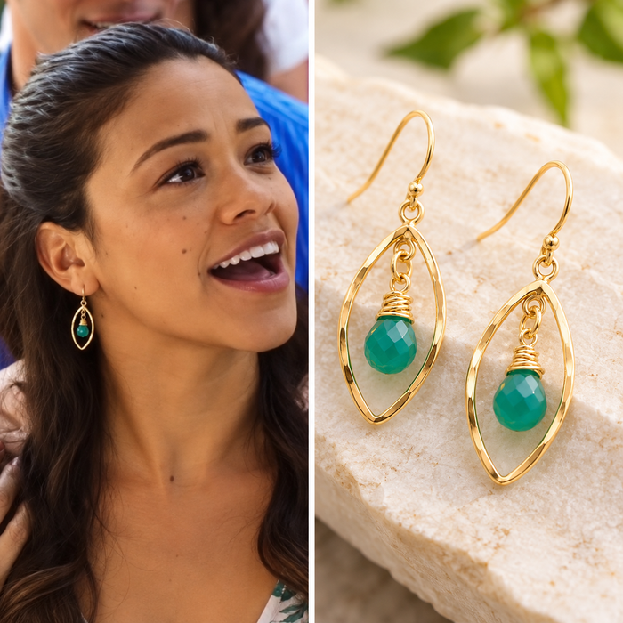 As Seen on Jane the Virgin – Green Onyx & 14k Gold Filled Earrings