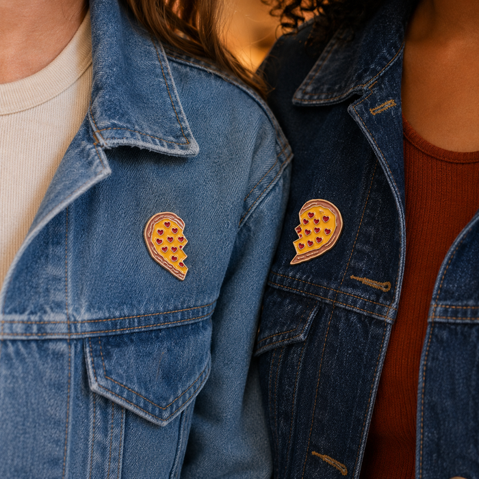 Pizza Heart Best Friend Enamel Pin Set
