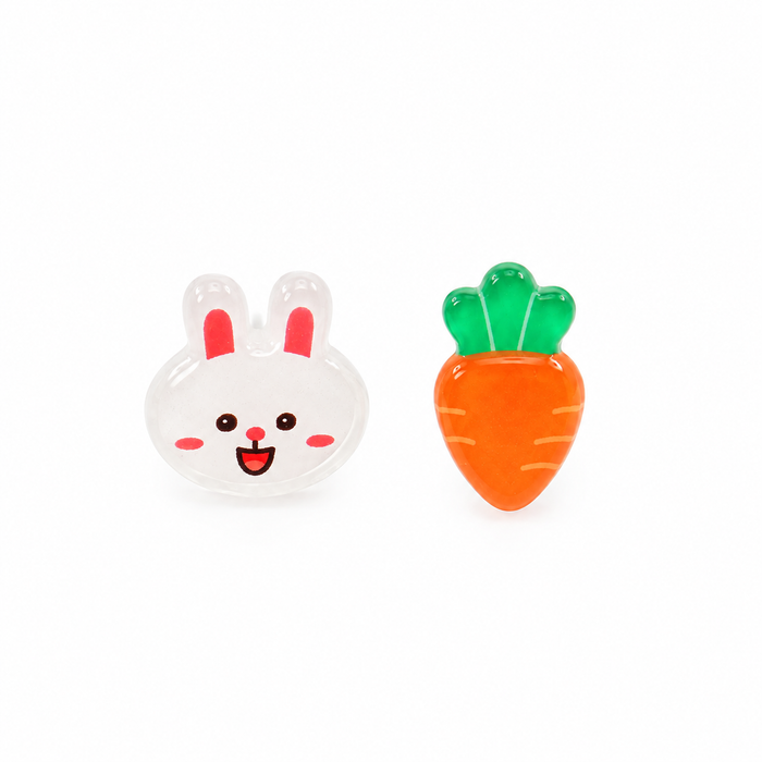 Bunny & Carrot Mismatched Stud Earrings