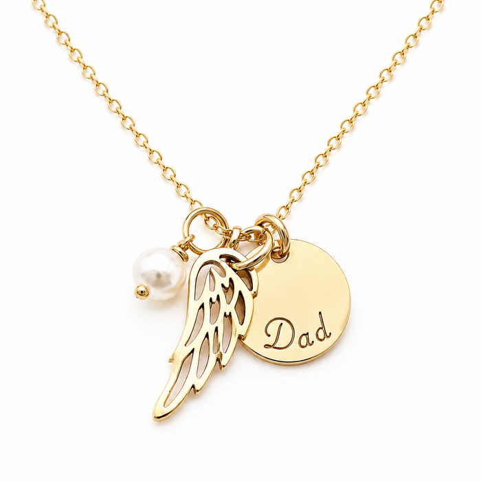 Angel Wing Memorial Necklace for Dad – Remembrance Jewelry
