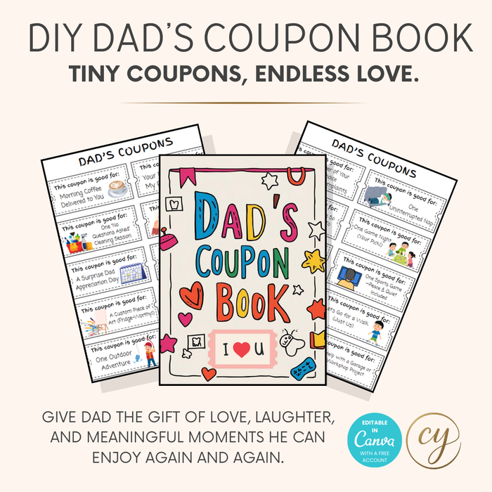 Printable Dad Coupon Book editable template in Canva