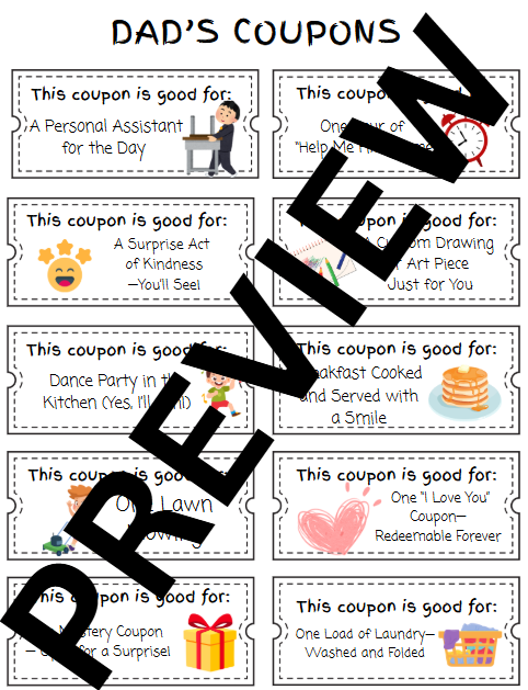 Fun and meaningful printable coupon book for dads