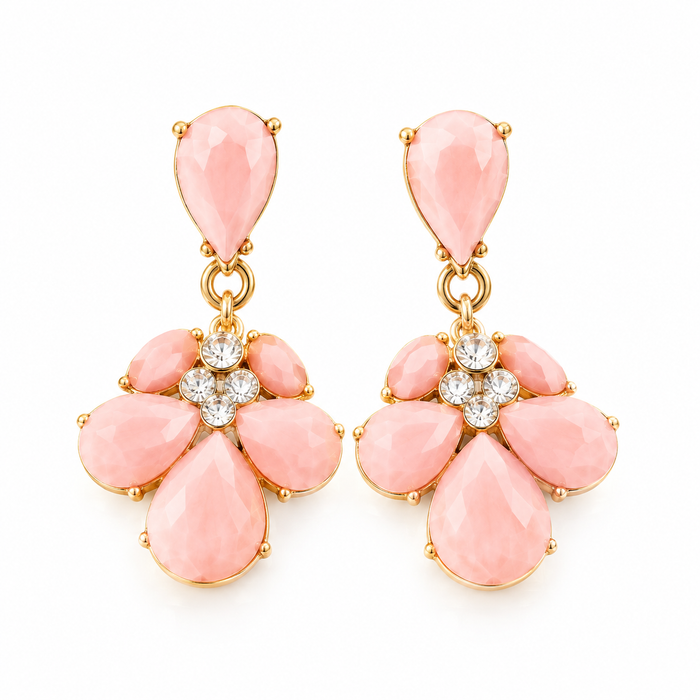 Pink Crystal Statement Earrings
