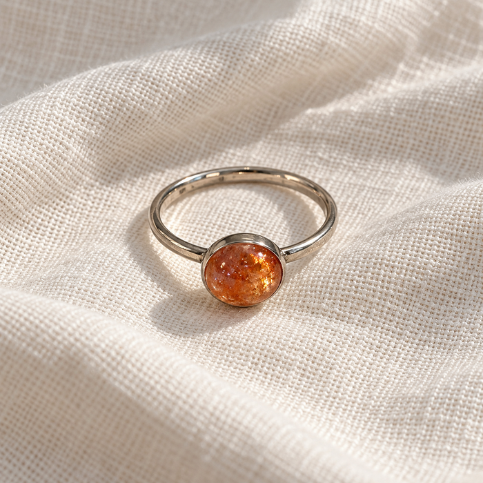 Sunstone Sterling Silver Ring – Size 6.5