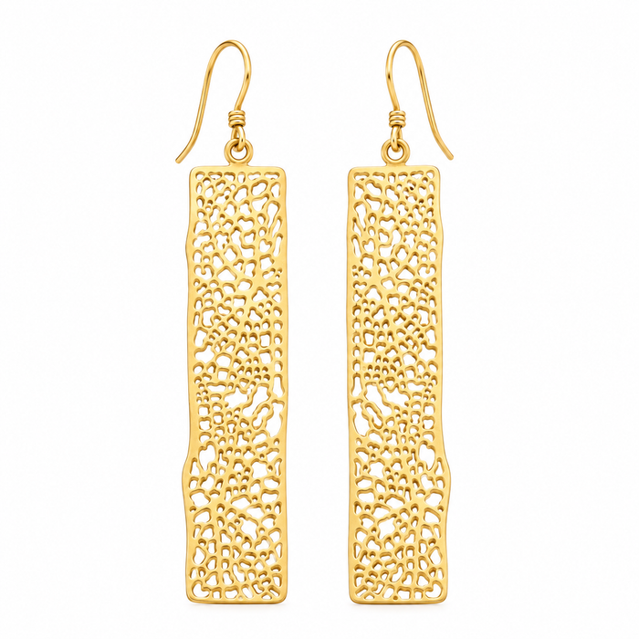 Gold Mesh Rectangle Statement Earrings – 14K Gold Filled