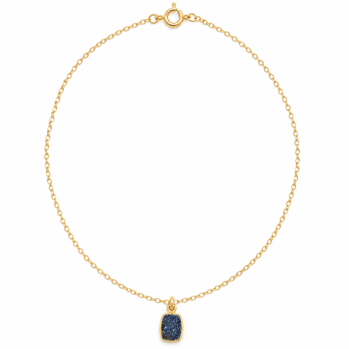 Minimalist Blue Druzy Necklace – Gold Filled