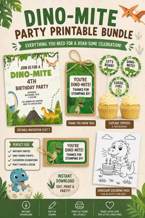 Dino-Mite Birthday Party Printable Bundle