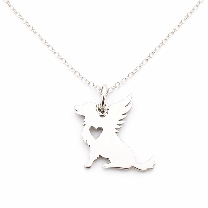Dog Angel Wing Charm - Sympathy Pet Loss Charm - Sterling Silver Necklace