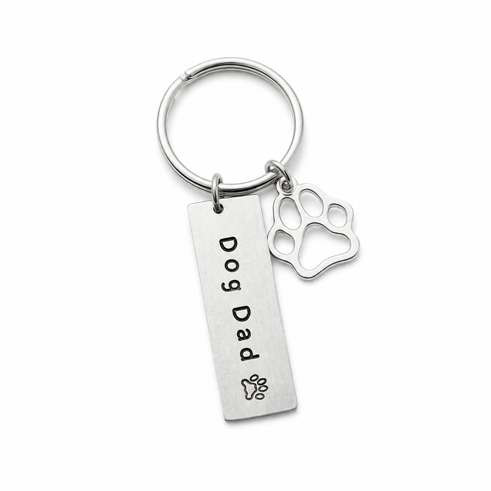 Dog Dad Hand Stamped Keychain
