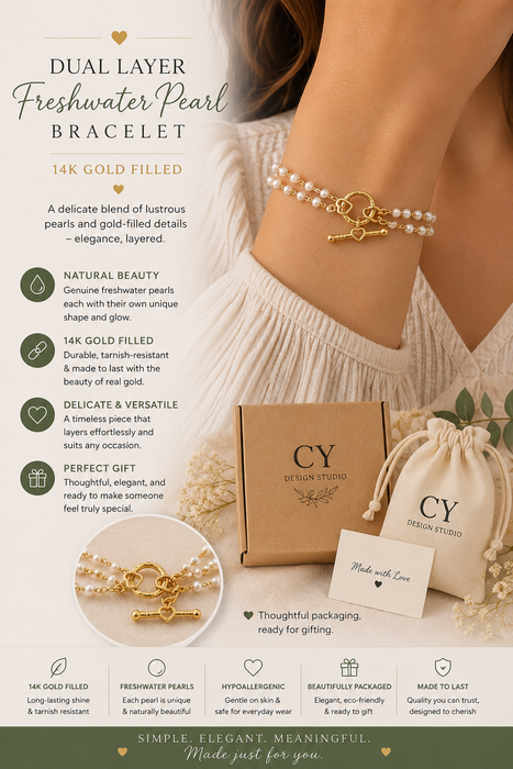 Dual Layer Freshwater Pearl Bracelet – 14K Gold Filled