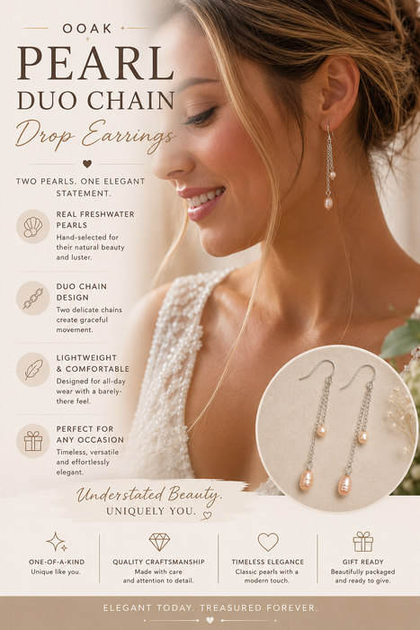 OOAK Freshwater Pearl Duo Chain Drop Earrings