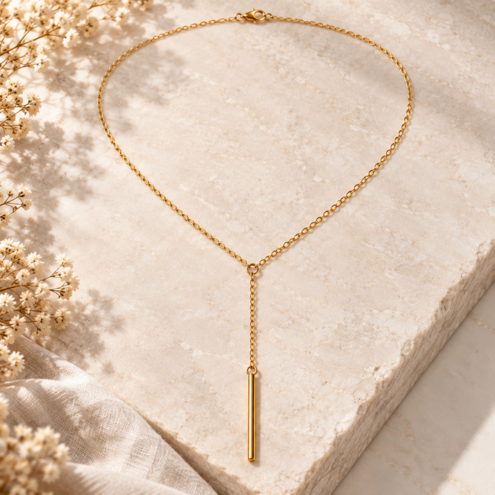 One of a Kind 14K Gold Filled Y Bar Necklace