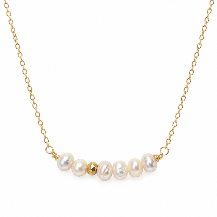 Freshwater Pearl & Gold Pyrite Necklace