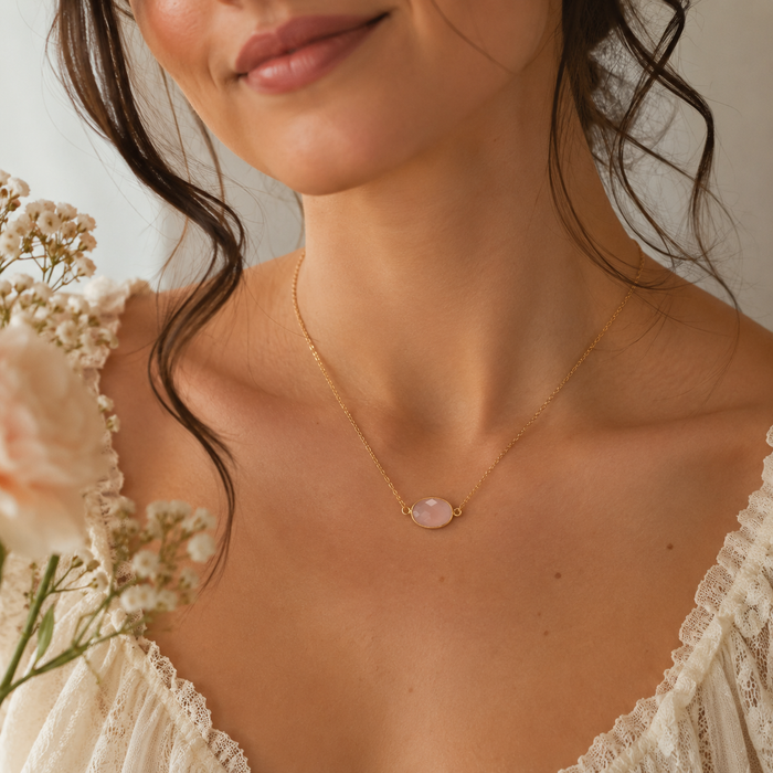Pink Chalcedony Gold Filled Necklace
