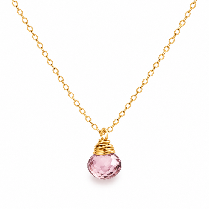Strawberry Quartz Briolette Necklace – 14K Gold Filled