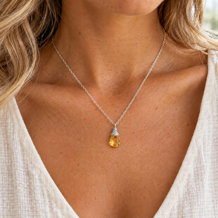 November Birthstone Necklace - Sterling Silver