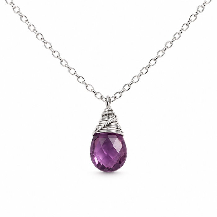 February Birthstone Necklace - Sterling Silver