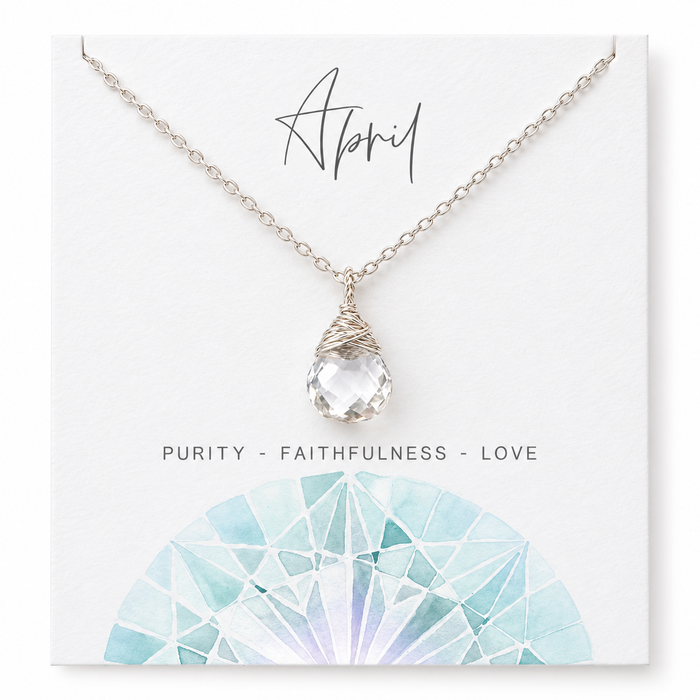 April Birthstone Necklace - Sterling Silver