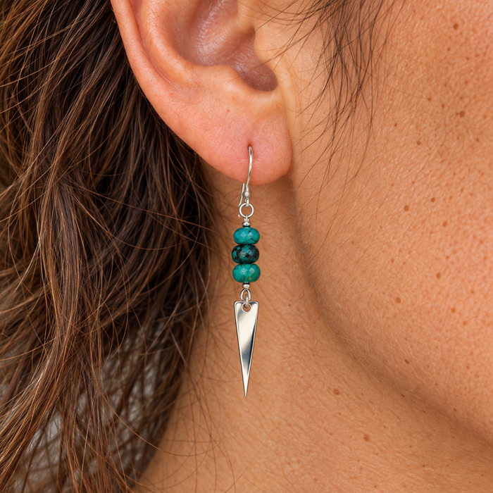 Turquoise & Sterling Silver Spike Earrings