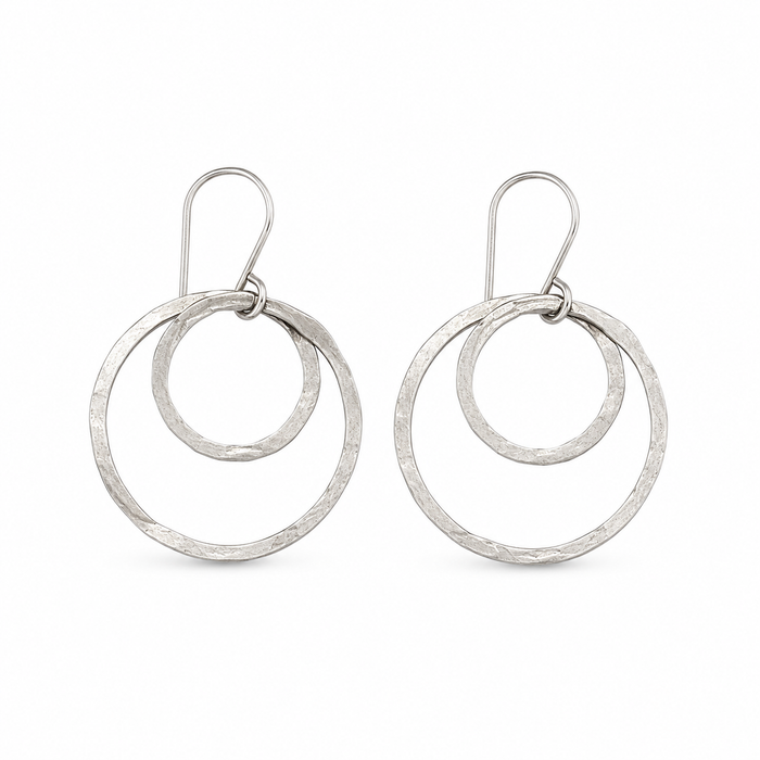 Hand Forged Sterling Silver Double Circle Earrings