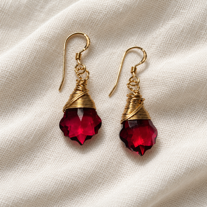 Ruby Swarovski Baroque Crystal Earrings