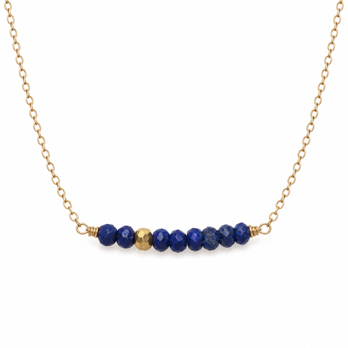 Lapis & Gold Pyrite Bar Necklace – One of a Kind