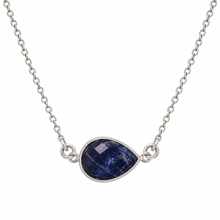 Lapis Lazuli Teardrop Connector Necklace in Sterling Silver – OOAK