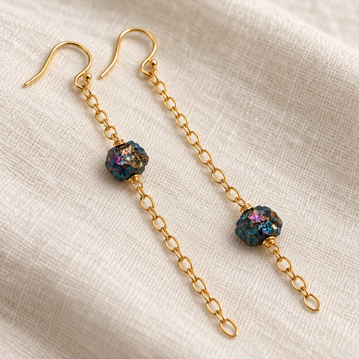 Asymmetrical Titanium Nugget Gold-Filled Earrings