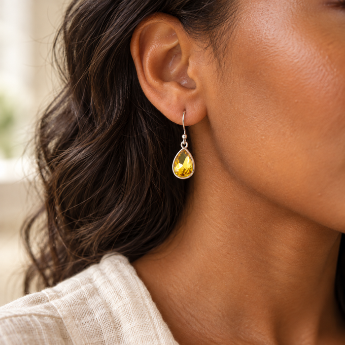 November Birthstone Crystal Earrings - Sterling Silver