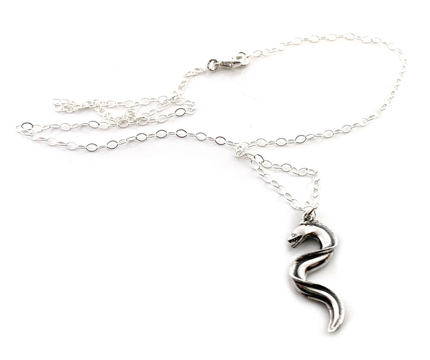 Moray Eel Sterling Silver Charm Necklace – 18" Chain