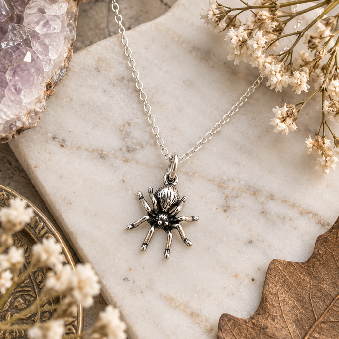Tiny Sterling Silver Spider Necklace