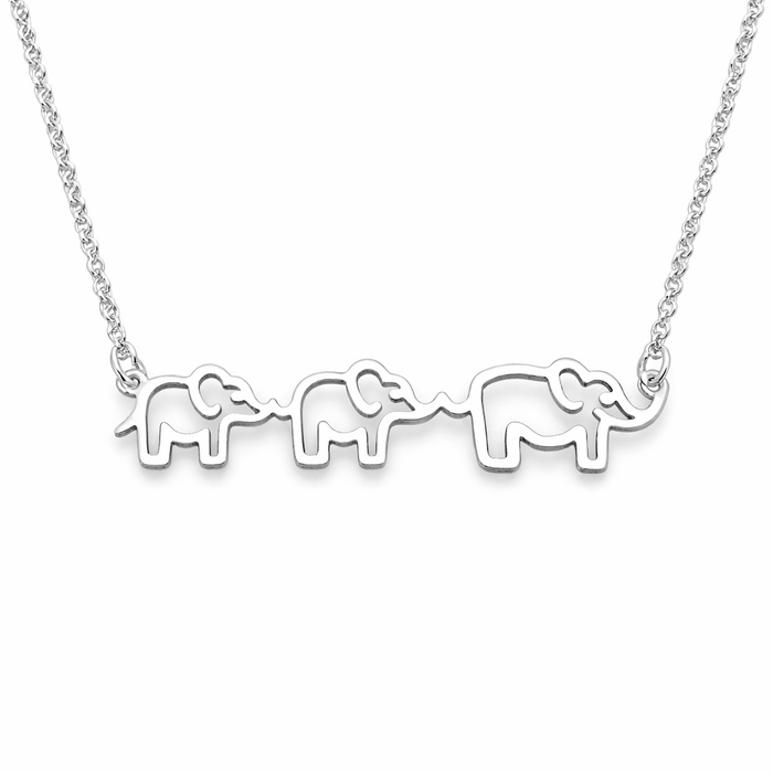 Mama and Two Baby Elephant Necklace – Sterling Silver Motherhood Pendant on 18" Chain